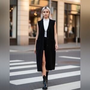 Coat/Duster Vest Curly Sherpa Style Button front Duster Vest